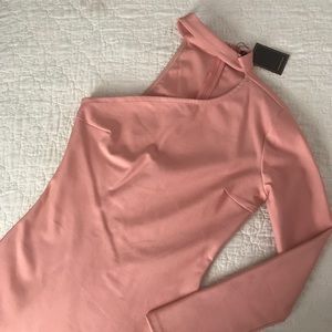 Pale Pink One shoulder Midi Dress